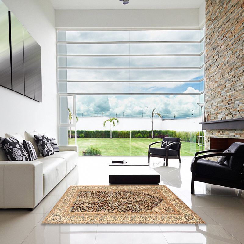 Tapis traditionnel gris / brun Worsley, Carré 3 pi