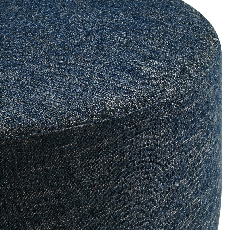 Modway Callum Large 38" Round Woven Heathered Fabric Upholstered Ottoman, Heathered Weave Azure Fabric