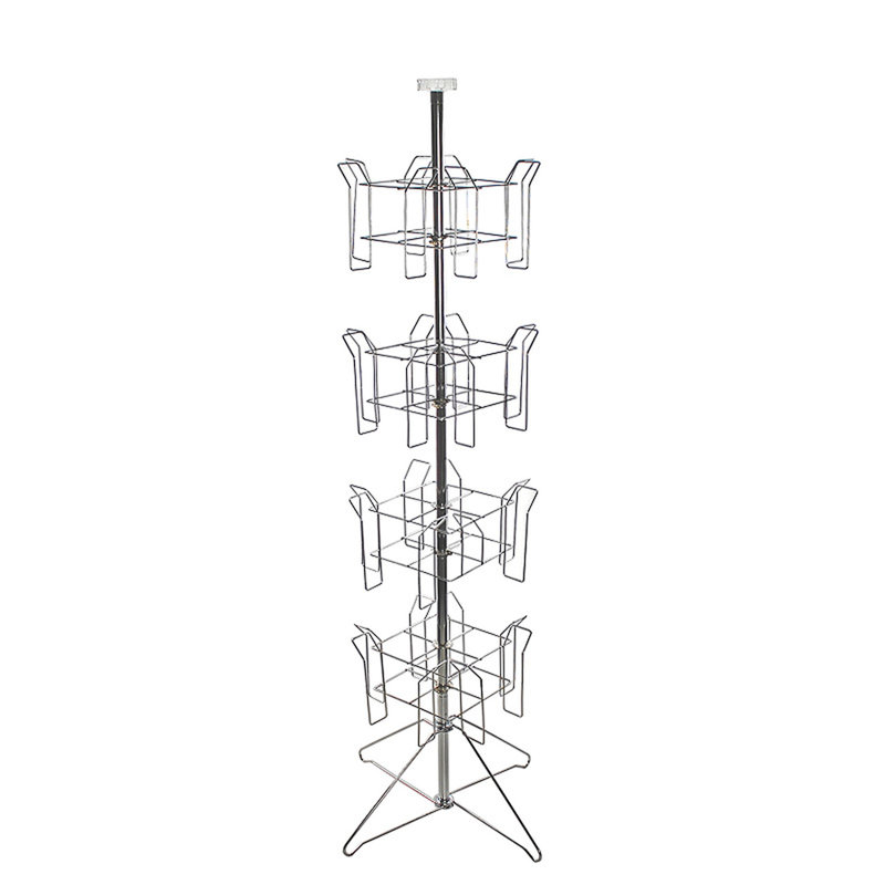 40'' Silver Metal Freestanding Literature Holder with 16 Pockets