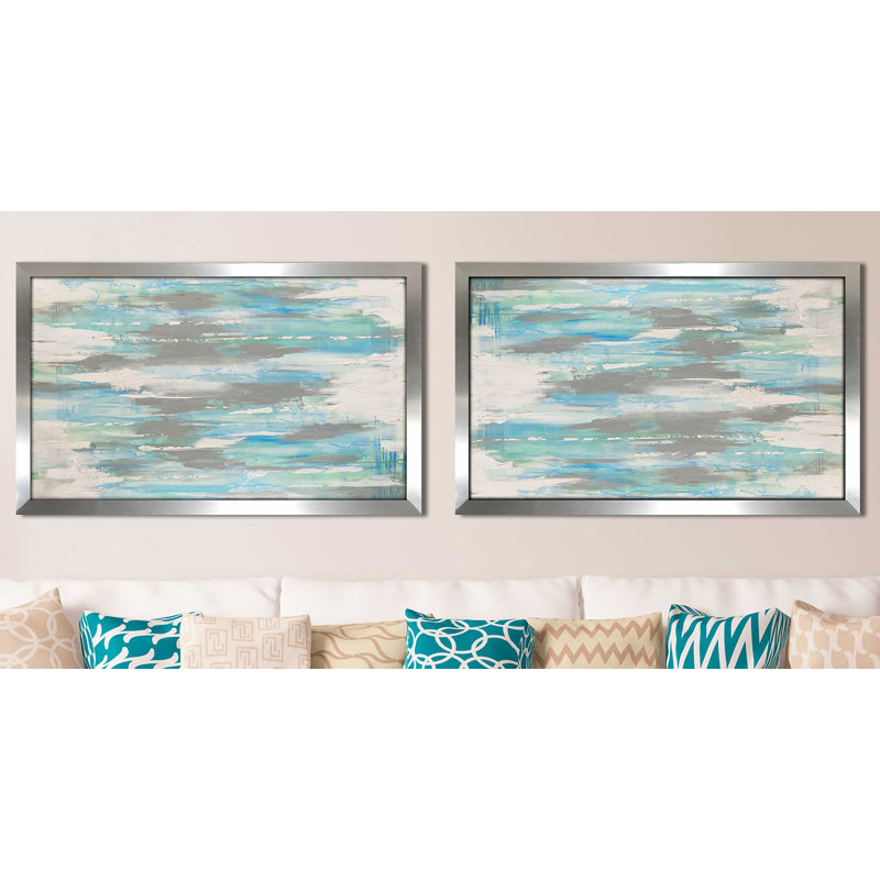 «Blue Gaze» (carré) - impression de 2 pièces, Encadrement argenté, H 31,5 po x l 63 po x P 1 po