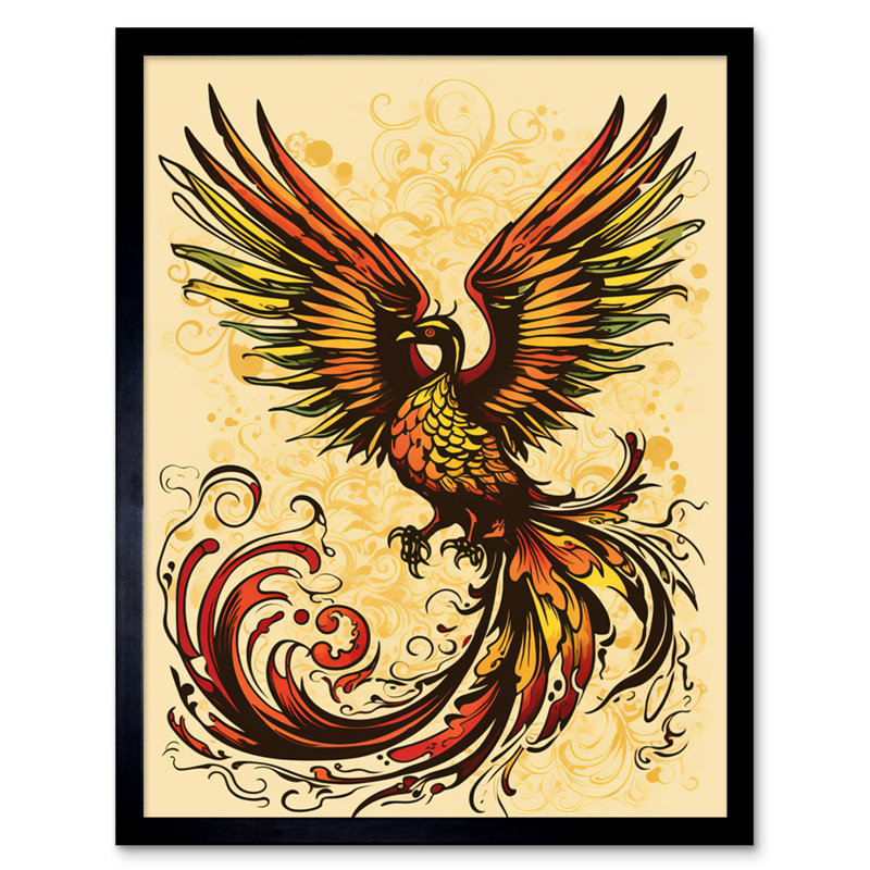 Kell Phoenix Emerging From Flames Tattoo Ink Body Art Rockabilly Americana - Single Picture Frame Print