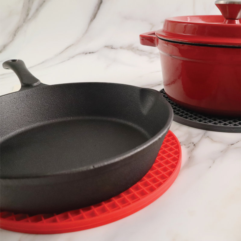 Baker's Secret Geometric Silicone Pot Pad, Red