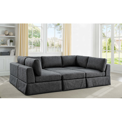 6 - Piece Upholstered Sectional With Skirt