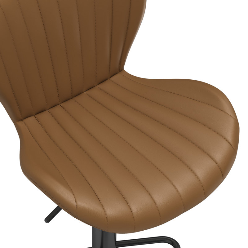Ensemble de 2 tabourets de bar pivotants, hauteur réglable de 56 à 76 cm, en similicuir brun, avec dossier, pour îlot de cuisine et bar à domicile.