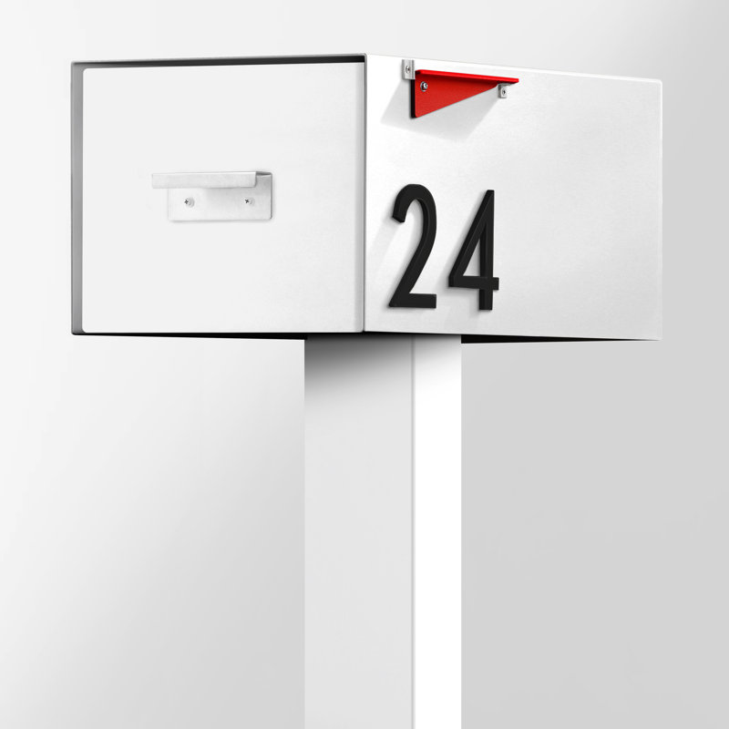 Grande boîte aux lettres en acier Malone, Noir, Blanc / noir, Oui