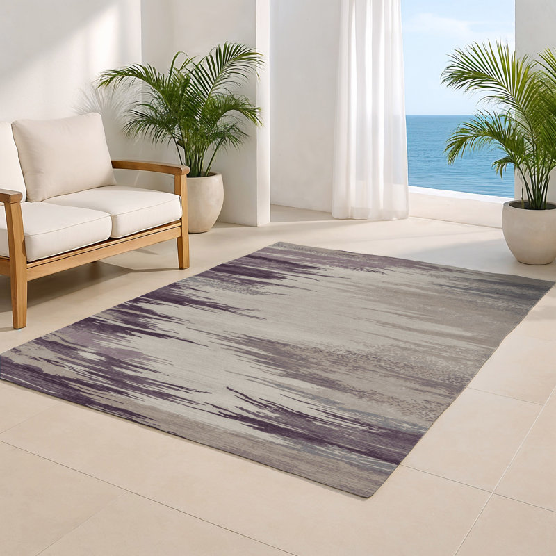 Watercolor Gray Indoor and Outdoor Area Rug, Rectangle 4' x 6'