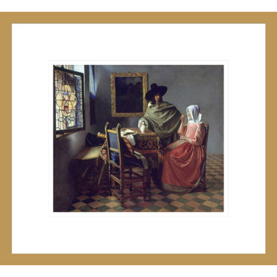 «The Glass of Wine» par Johannes Vermeer, impression giclée sur cadre
