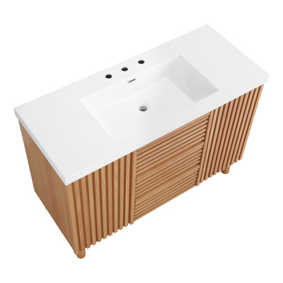 Meuble-lavabo autoportant en bois de 47,2 pouces avec lavabo simple et tiroirs à fermeture en douceur