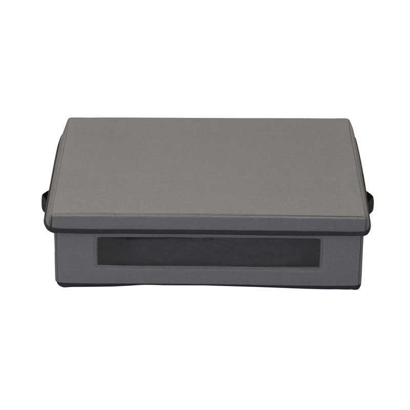 Coffre de rangement pour plateau avec coussins en feutre et bordure noire, Gris