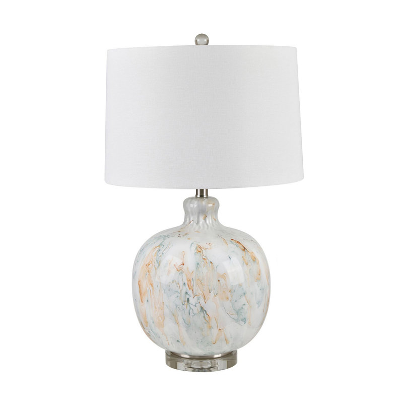 Lampe de table Ashwina, Bleu / blanc / or / transparent