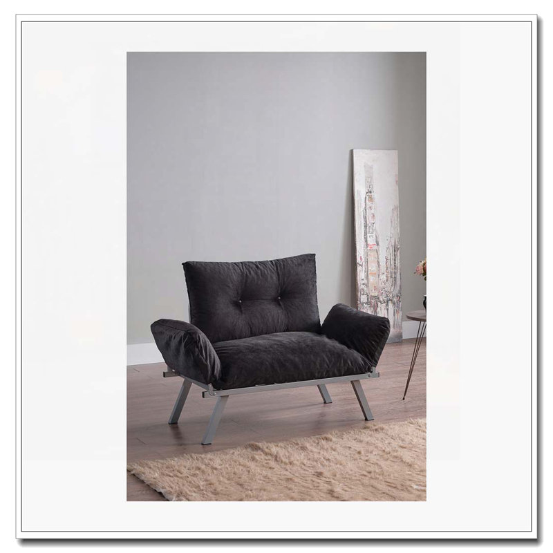 Causeuse en chenille noire pour espace de vie principal