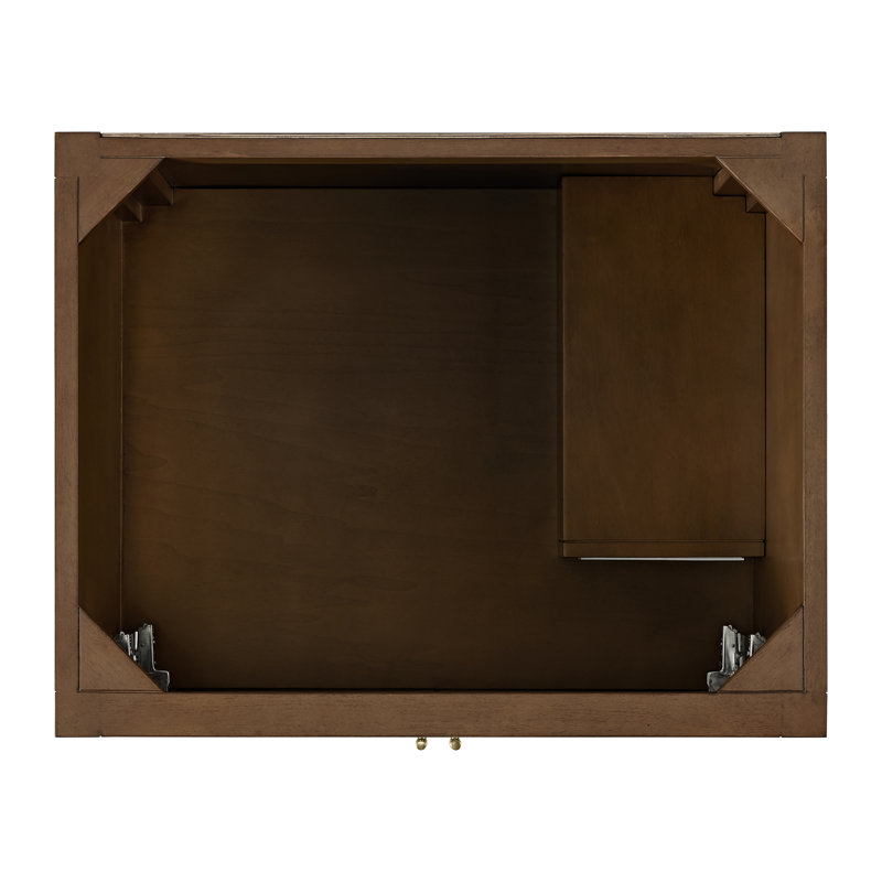 Myrrin 30" W Single Vanity, Carrara Marble, Mid-Century Walnut, 8" Widespread