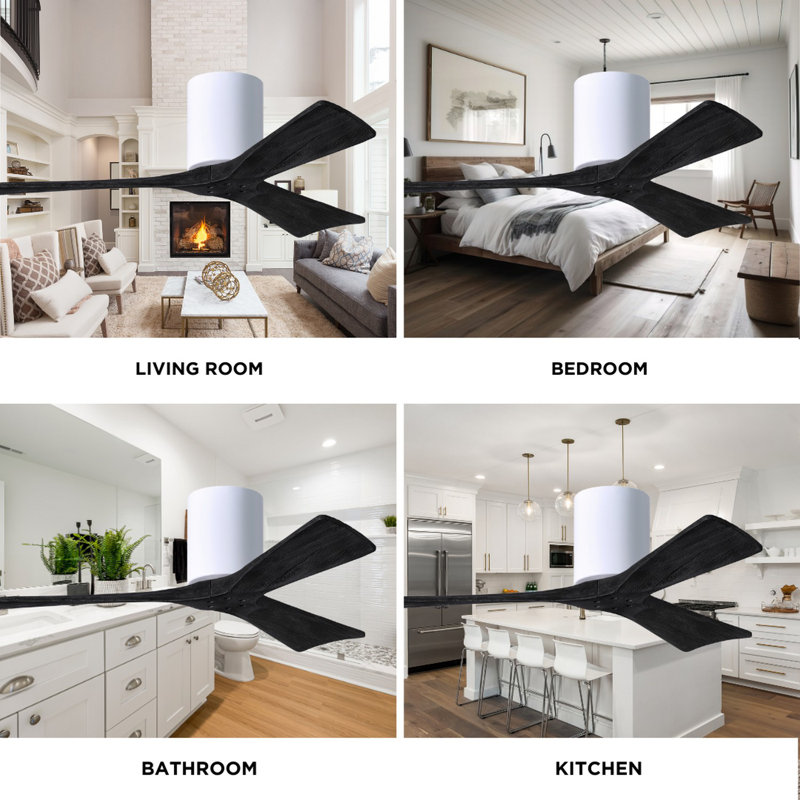 Irene Ceiling Fan, 72", Gloss White, Matte Black