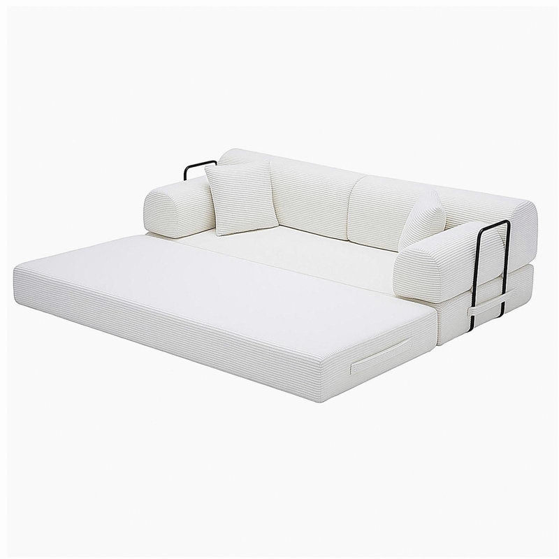 Canapé-lit convertible, canapé-lit pliant en velours côtelé avec cadre de forme fixe, canapé-lit de salon pour la chambre à coucher (beige)