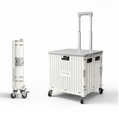 Chariot à roulettes pliable Viviendo 65L, blanc