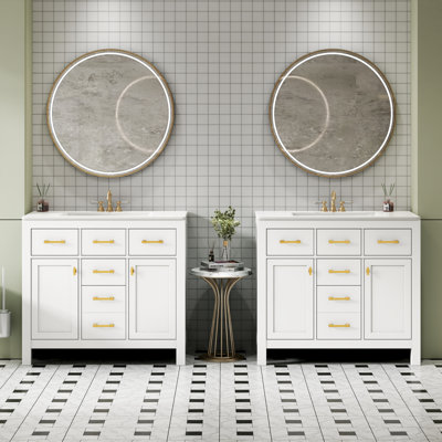 Ensemble de meuble-lavabo 72 po avec lavabo en céramique (séparé), armoire de salle de bain simple autoportante moderne avec tiroirs et armoires, meuble de rangement pour la salle de bain, ensemble de meuble-lavabo à cadre en bois massif