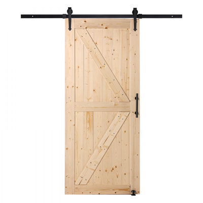 Barn Door and Hardware Kit, 84" Wood Sliding Barn Door, Smoothly and Quietly