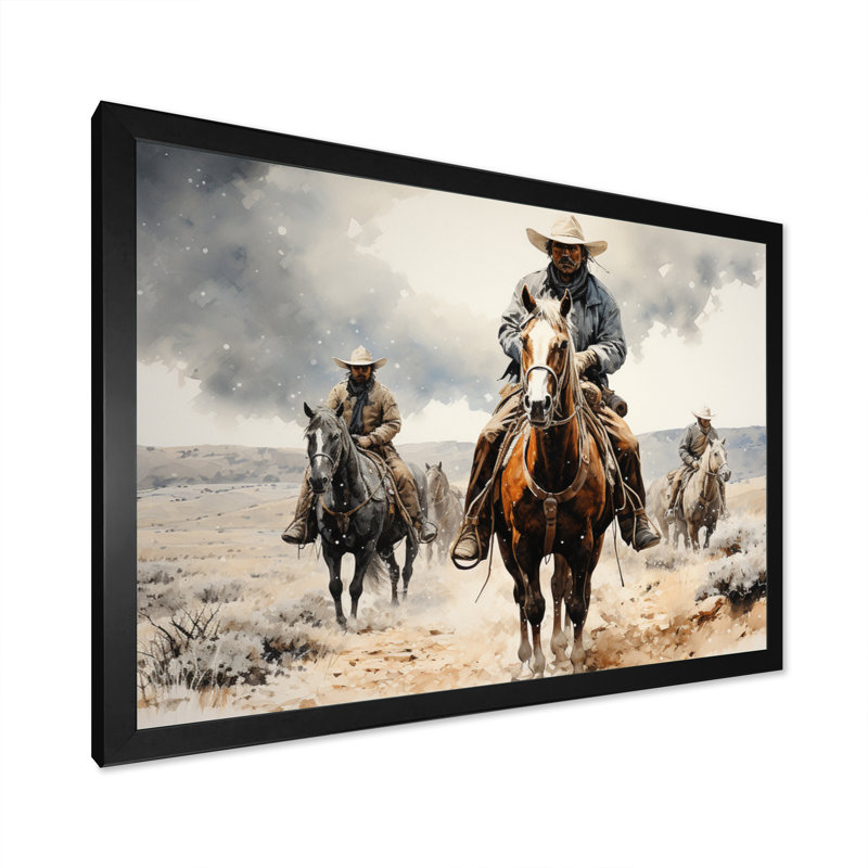 Western Dust and Grit I - reproduction d'art sur toile Western, H 16 po x l 32 po x P 1 po, Cadre simple noir