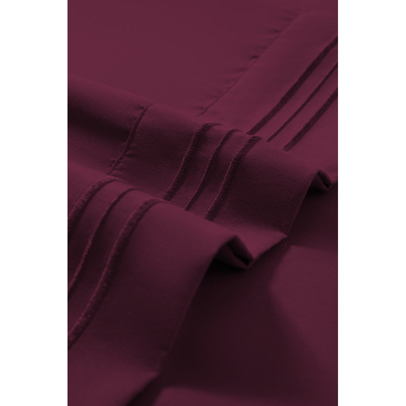 Ensemble de draps en rayonne , Aubergine, Ensemble de draps pour lit simple + 1 drap-housse 