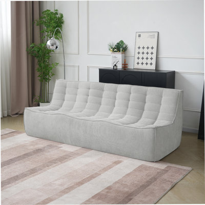 Classic Floor Sofa Low-Profile Waffle Sleepers 3-Seaters Light-Grey