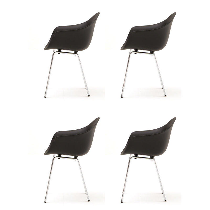 TA Armchair (Set of 4), Black/Chrome