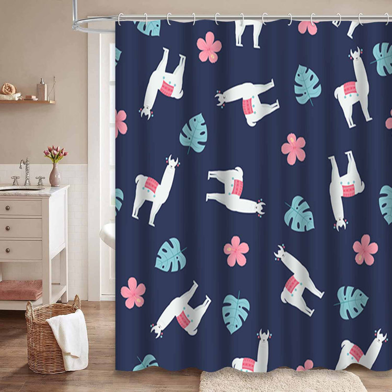 Rideau de douche imperméable à l'eau tendance Alpaca avec 12 crochets, L 72 po x l 78 po
