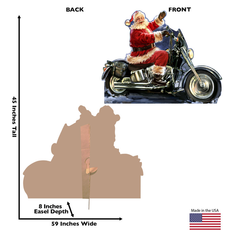 Santa Claus on Motorcycle Cardboard Standup by Dona Gelsinger