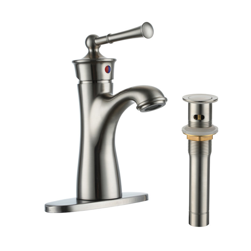 Single-handle Bathroom Faucet with Drain Assembly, Brushed