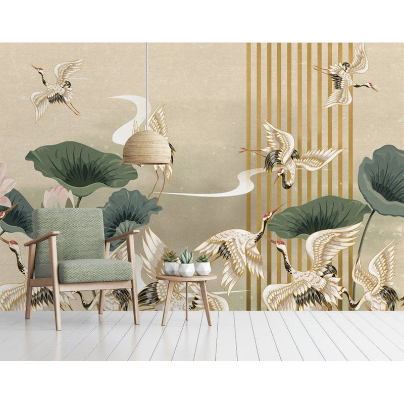 Papier peint amovible de style asiatique avec art chinois, L 75 po x l 112 po