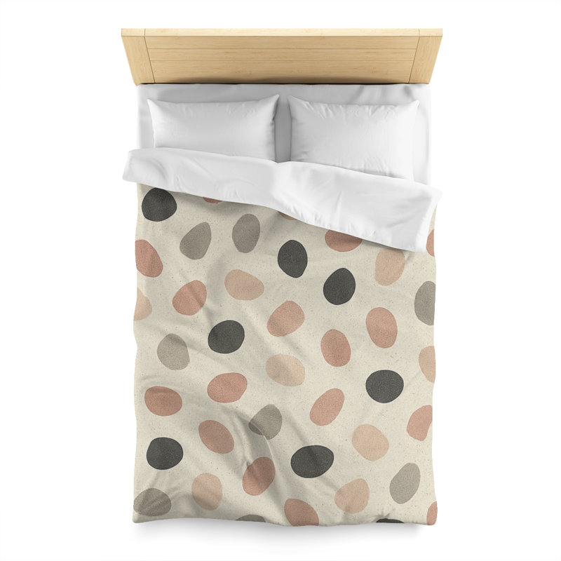 Microfiber Duvet Cover Boho Style, Design 42, Twin Duvet Cover, White