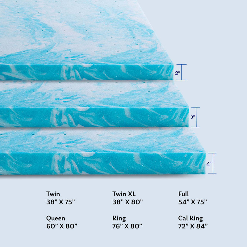 3" Gel Memory Foam Mattress Topper - Sleep by Wayfair™, Full, 3"