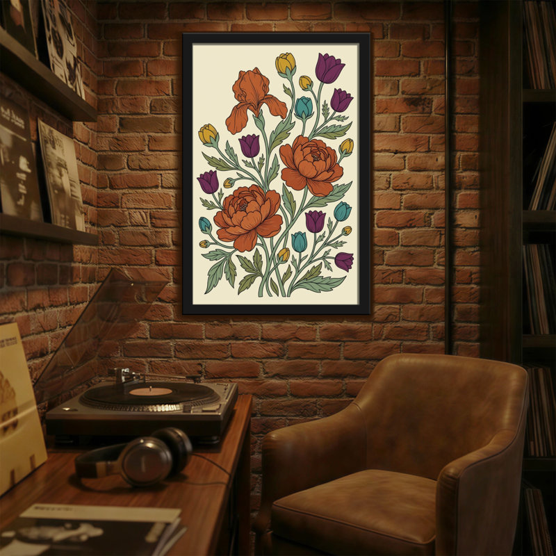 Arrangement floral de plantes et de fleurs aux couleurs vives et aux feuilles vertes