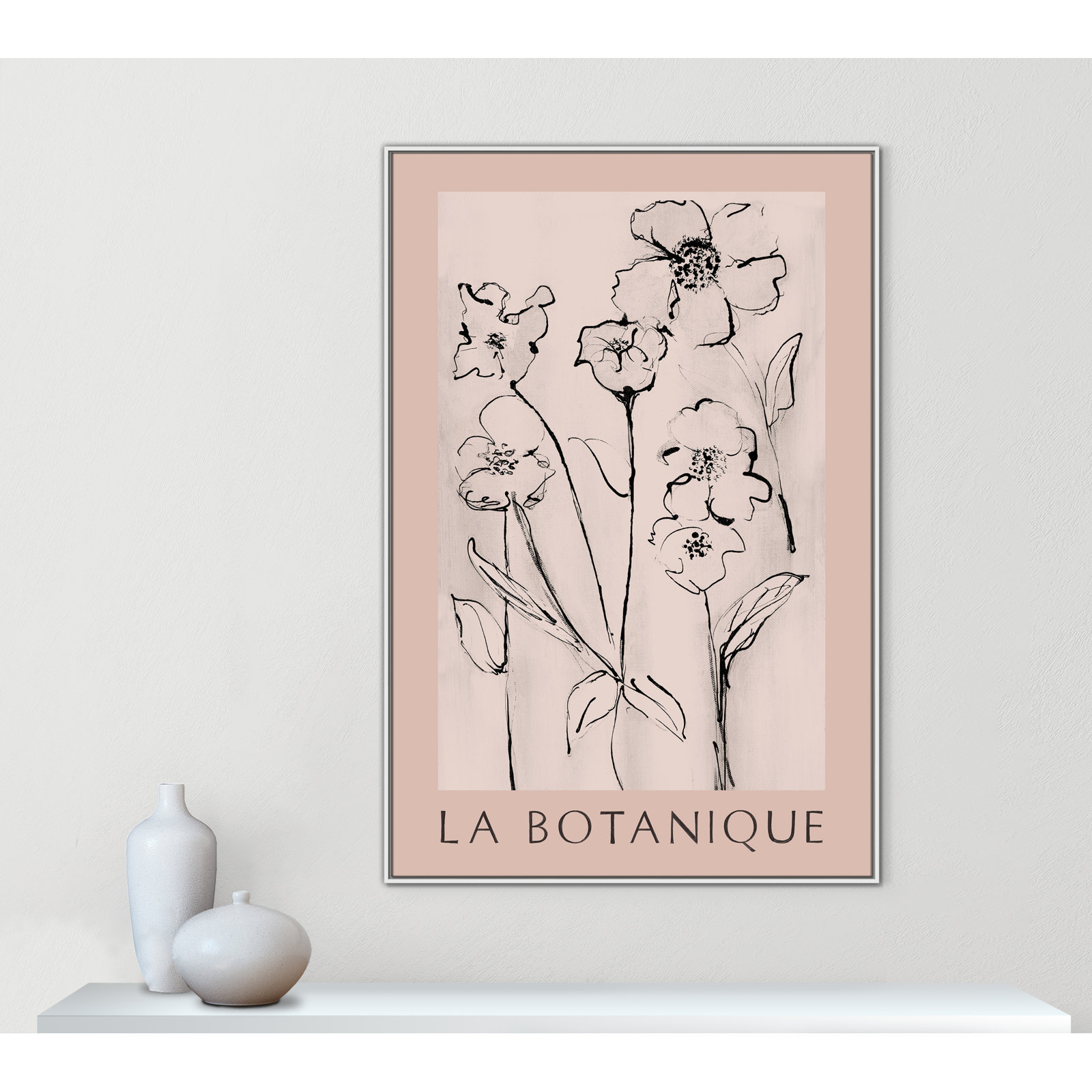 Riya "La Botanique" Print by Susan Jill, White Floater Frame, No, 61.5" H x 41.5" W x 2" D
