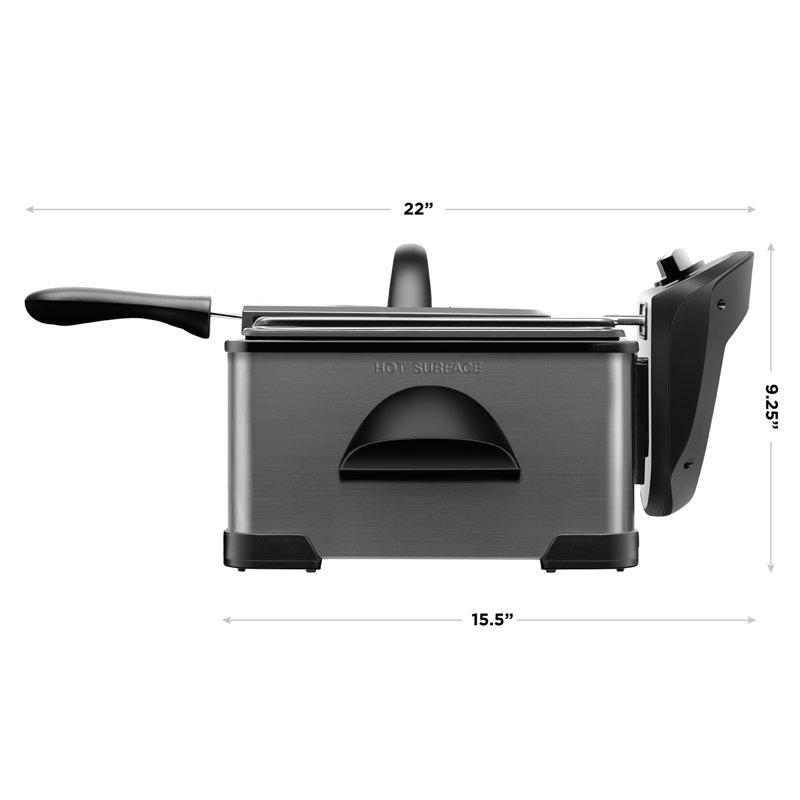 Chefman 4.5 Liter Black Stainless Steel Deep Fryer with Removable Oil Container