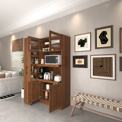 Kitchen Pantry Cabinet With Multi-functional Pull-out Multi-tier Storage Shelf For Kitchen And Dining Room by Hokku Designs