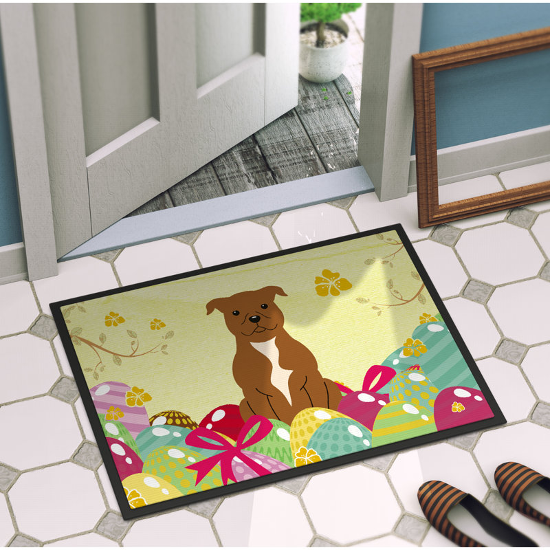 Tapis de porte extérieur antidérapant SantaMarina, Brun / jaune, L 36 po x l 24 po