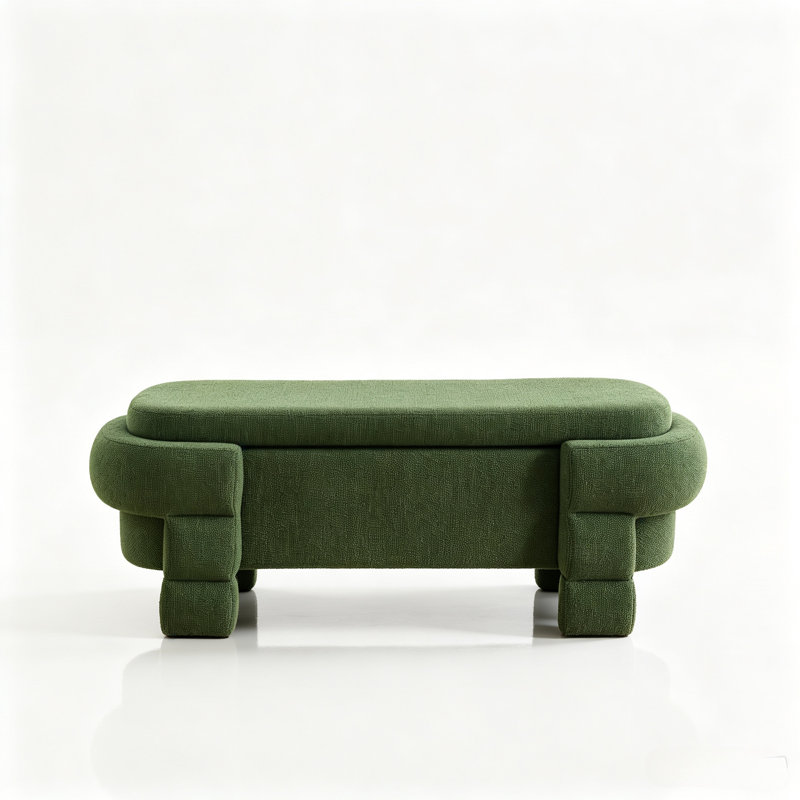 Banc ottoman de rangement en chenille de 124 cm, Green