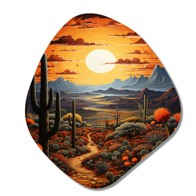 Marynel - Unique Shape Cactus Metal Wall Decor, Asymmetrical Metal Wall Sculpture Print