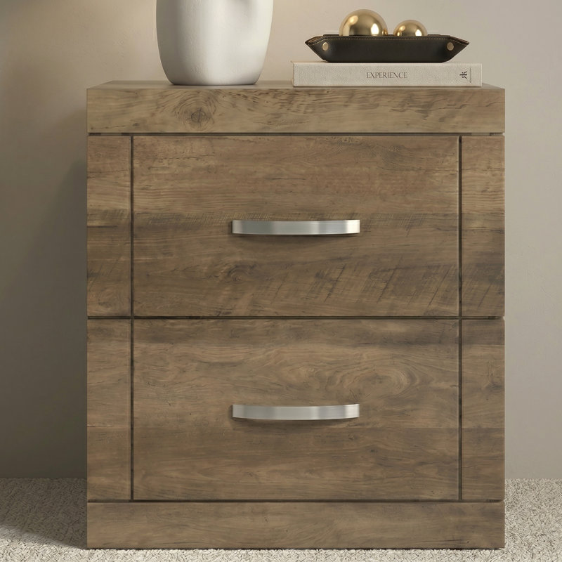 Avigail 20.31" 2 Drawer Nightstand, Knotty Oak, Set of 2