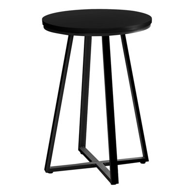 Accent Table, Side, Round, End, Nightstand, Lamp, Black Laminate, Black Metal, Contemporary, Modern