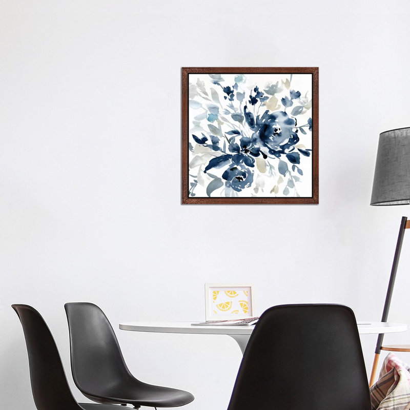 Indigo Garden I by Carol Robinson - Print on Canvas, 66.04 cm H x 66.04 cm W, Brown Framed