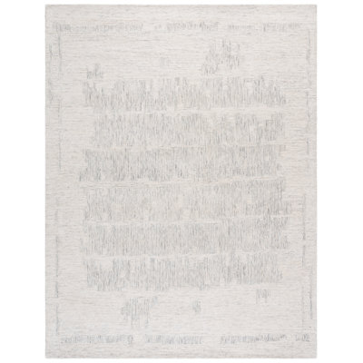Ermalee Ebony Hand Tufted Wool Abstract Rug