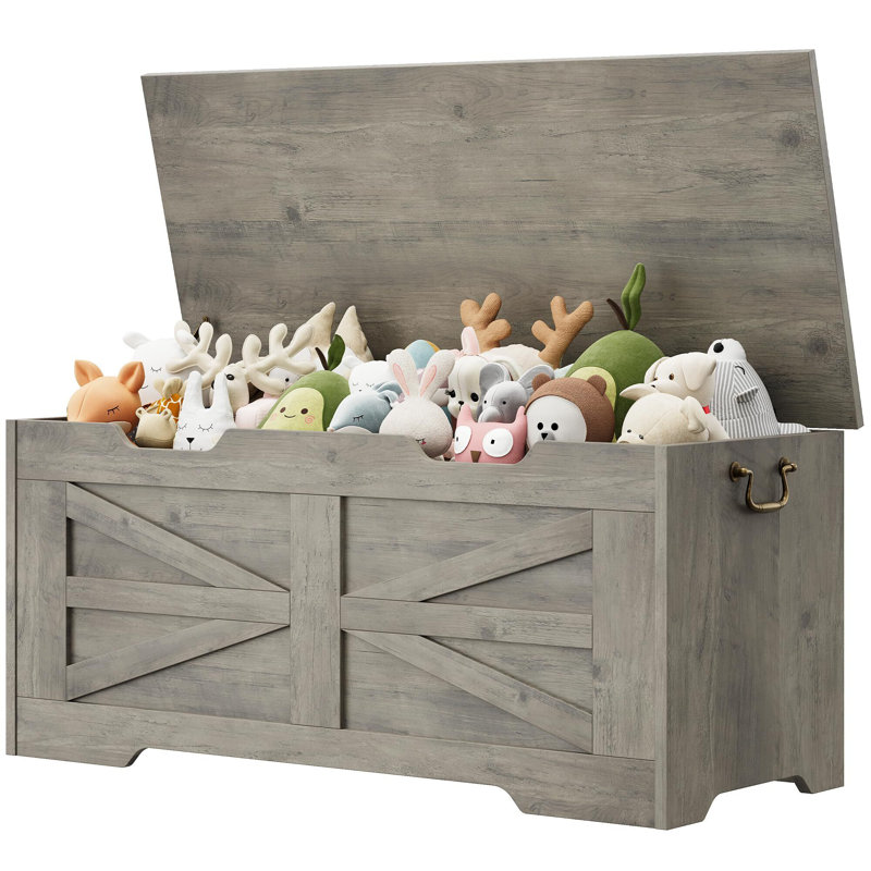 Banc de rangement en bois manufacturé Yeremis, gris