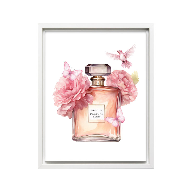 Parfum tendance rose, Canvas, White Framed, 08"H x 10"W