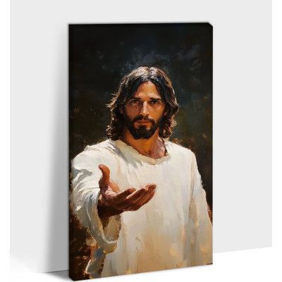 Large Jesus Canvas Wall Art - Elegant Jesus Pictures Wall Decor, Jesus Painting Artwork Decoration for Living Room Ambiance, Wrapped Canvas Print in P