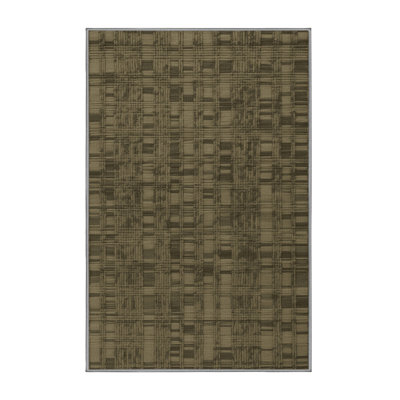 Machine Washable Checkered Brown Area Rug