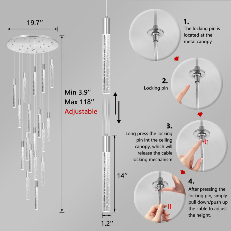 18-lights Led Crystal Chandelier Dimming Light, Chrome
