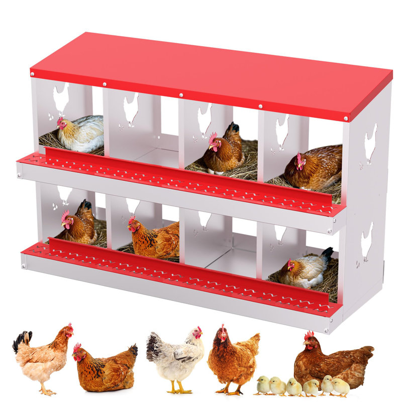 Boîte de nidification pour poulets, boîtes de nidification en métal à 8 compartiments pour poulailler, collection facile d'œufs, nettoyage facile, boîtes de ponte pour poules