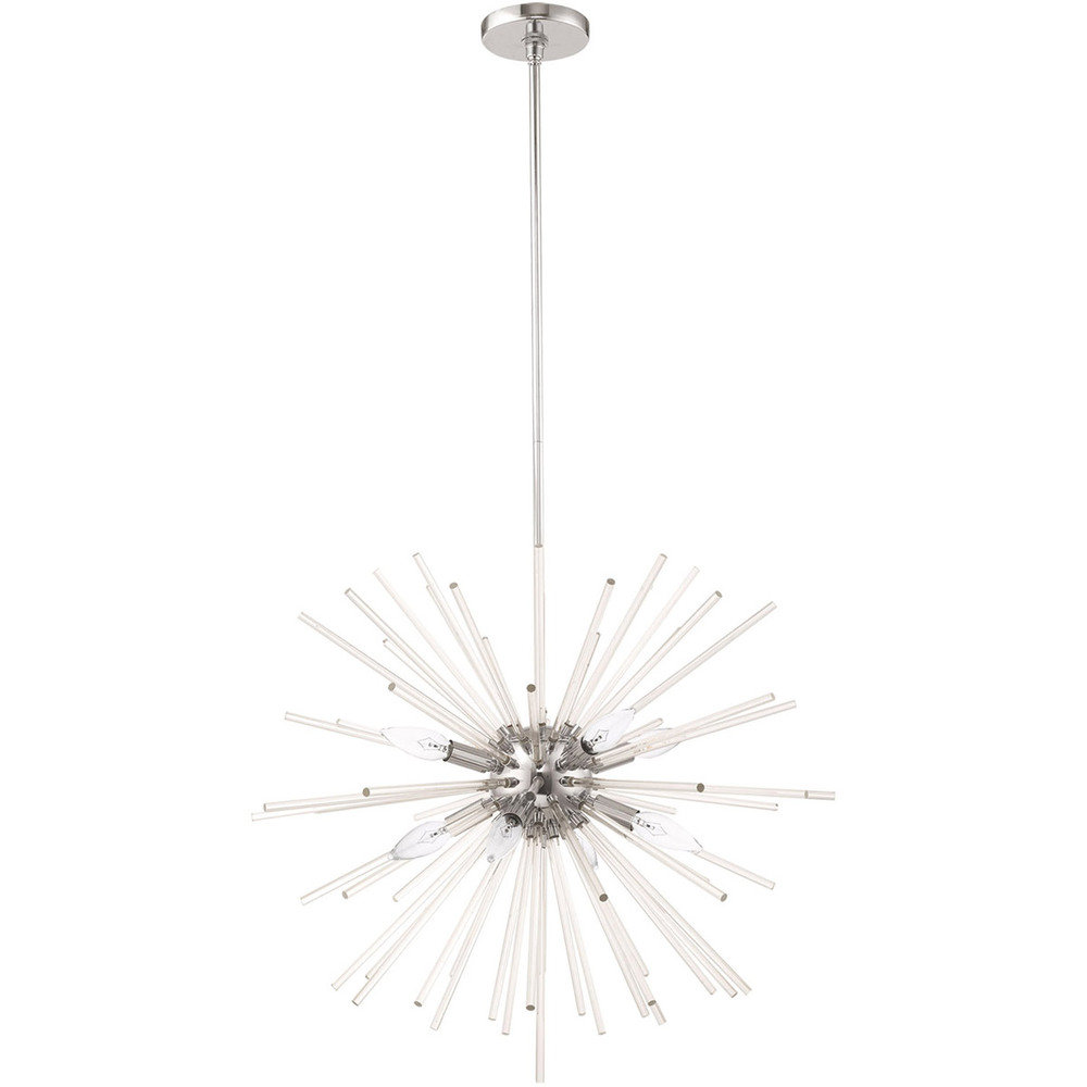 Ryzen 6 - Light Dimmable Sphere Chandelier, Polished Chrome, 14" H x 20" W x 15" D