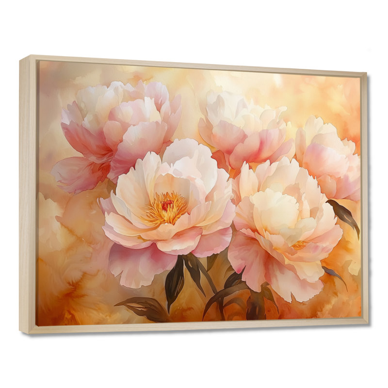 Ilmari - Floral Oversized Canvas Prints, Floater Framed Print, Cream, 24" H x 32" W